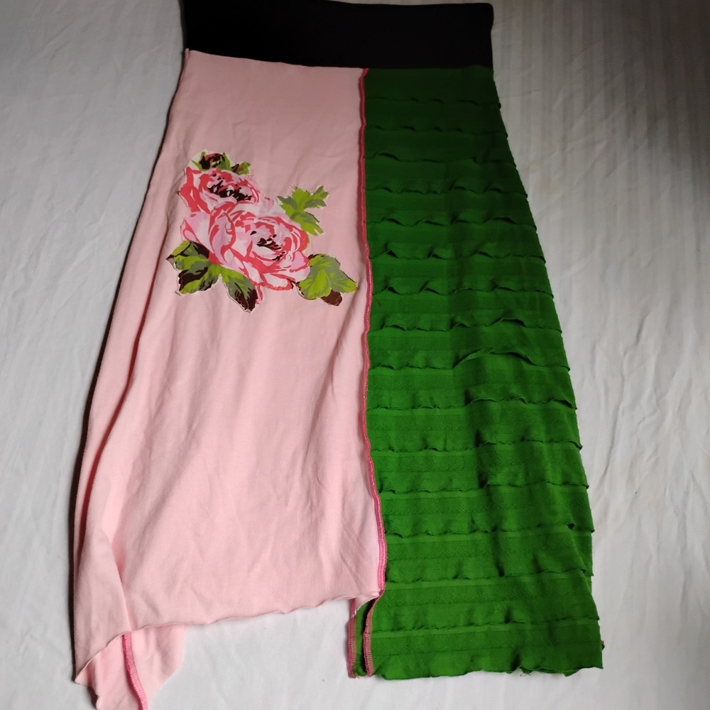 Vintage Skirt Large Hanky Layed Floral Knit Fairy Goblin Core Festival Peasant